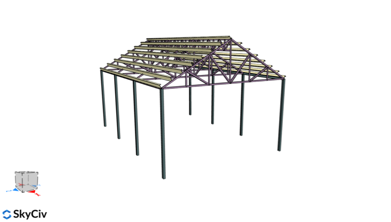 Exemplo de projeto de treliça de telhado