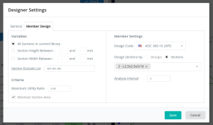 Roof truss design optimizer setting