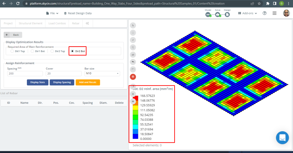 Résultats du module de conception de plaques SkyCiv S3D