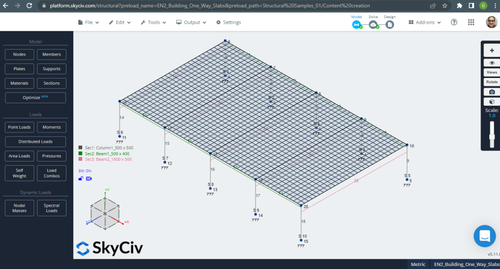 Eurocode Slab Design Voorbeeld en vergelijking met SkyCiv