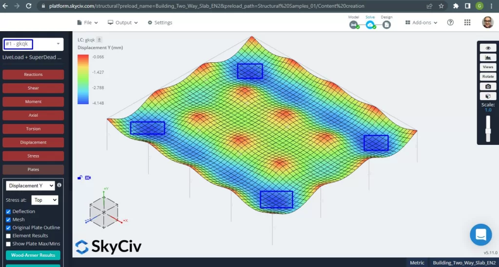 Résultats du module de conception de plaques SkyCiv S3D