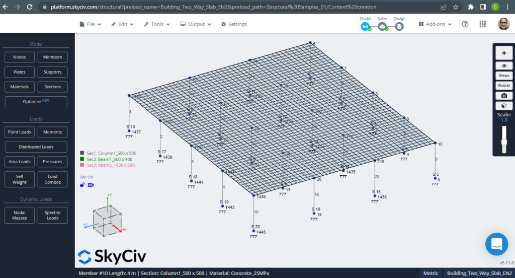 SkyCiv S3D 板设计模块结果