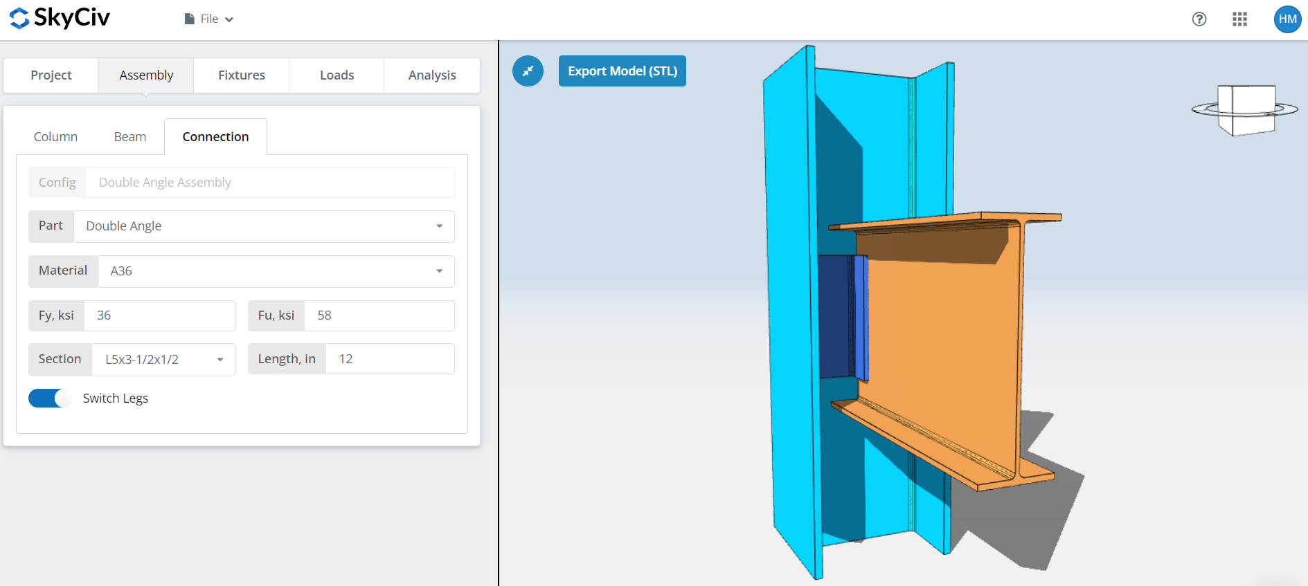 Double Angle Connection, connection design