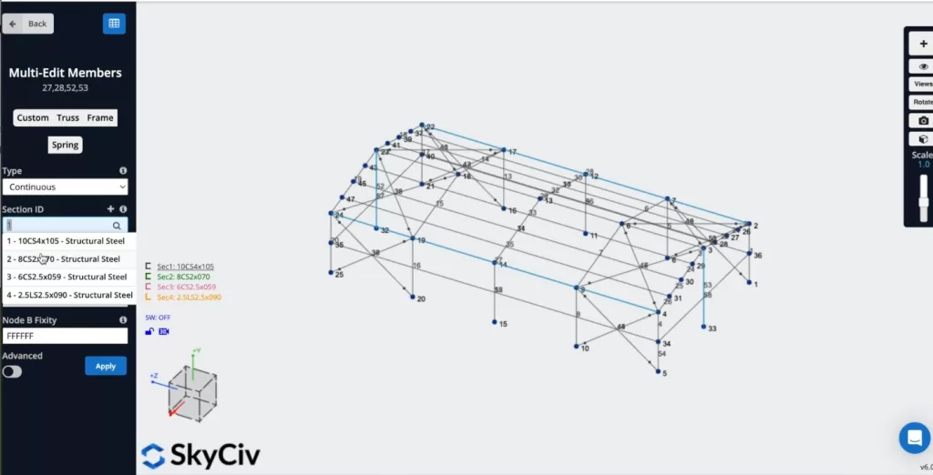 Model, analyze, and design a cold-formed - assigning sections to members steel building