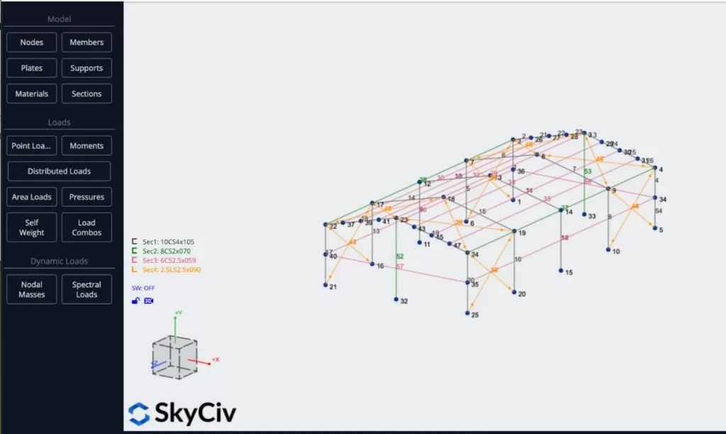 Model, analyze, and design a cold-formed steel building - assigning sections to members