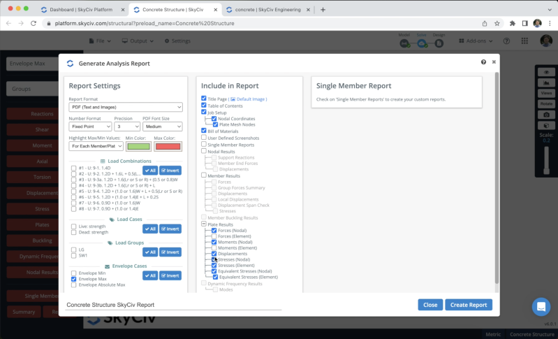 Creation of reports on S3D