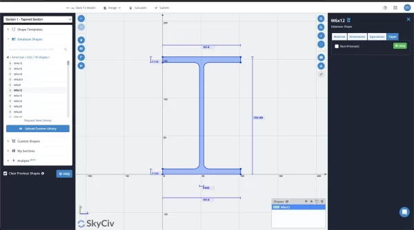 Tapered beam design