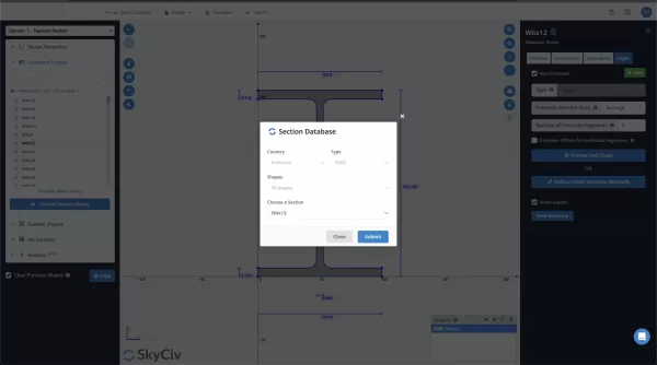 Tapered beam design