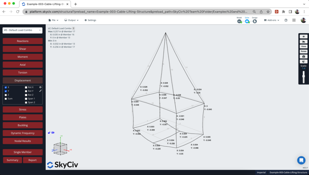 model and analyze a cable lifting structure