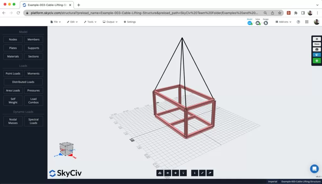 model a cable lifting structure