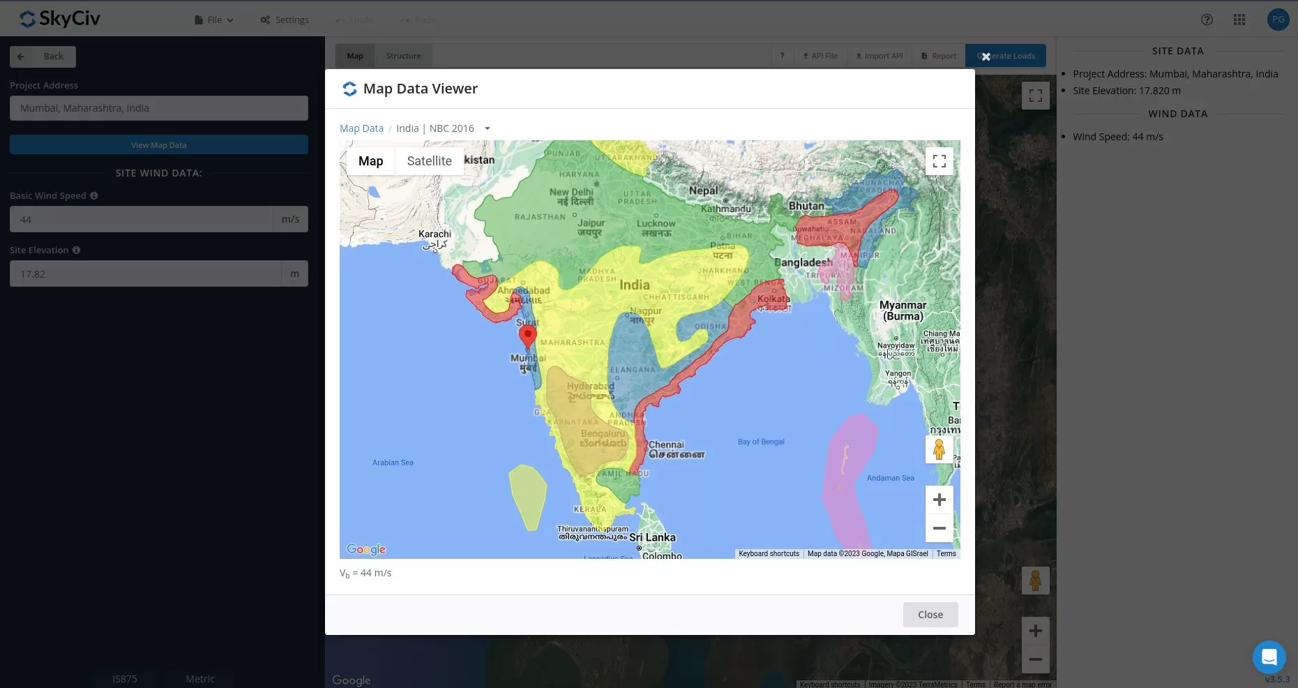 SkyCiv Wind Speed Maps