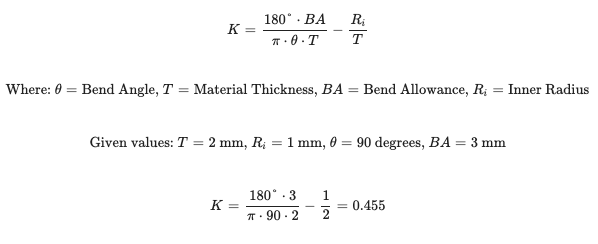 Sheet Metal K-Factor Calculator