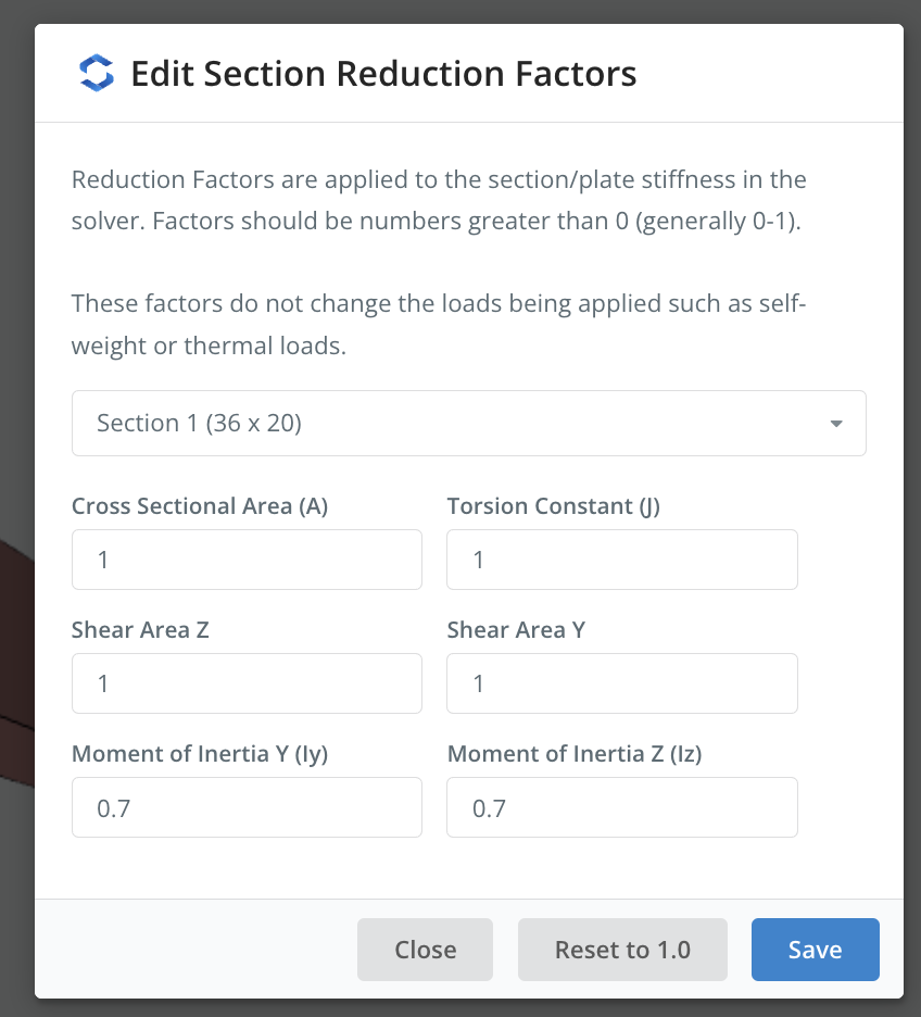 Section Reduction Factors