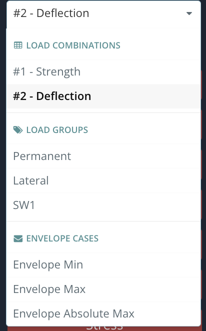 Select load combination