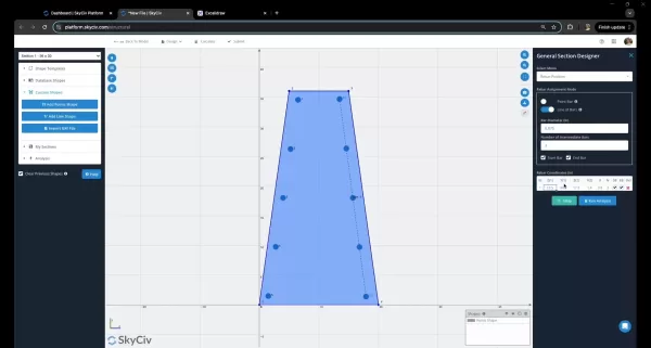 Projetando seções de concreto personalizadas