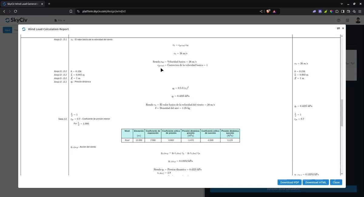 CTE DB SE 的详细风荷载报告