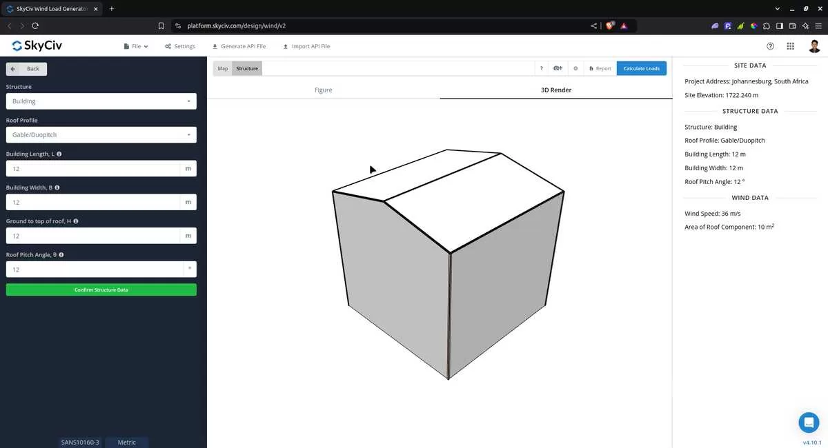 Structure Data input for SANS 10160-3