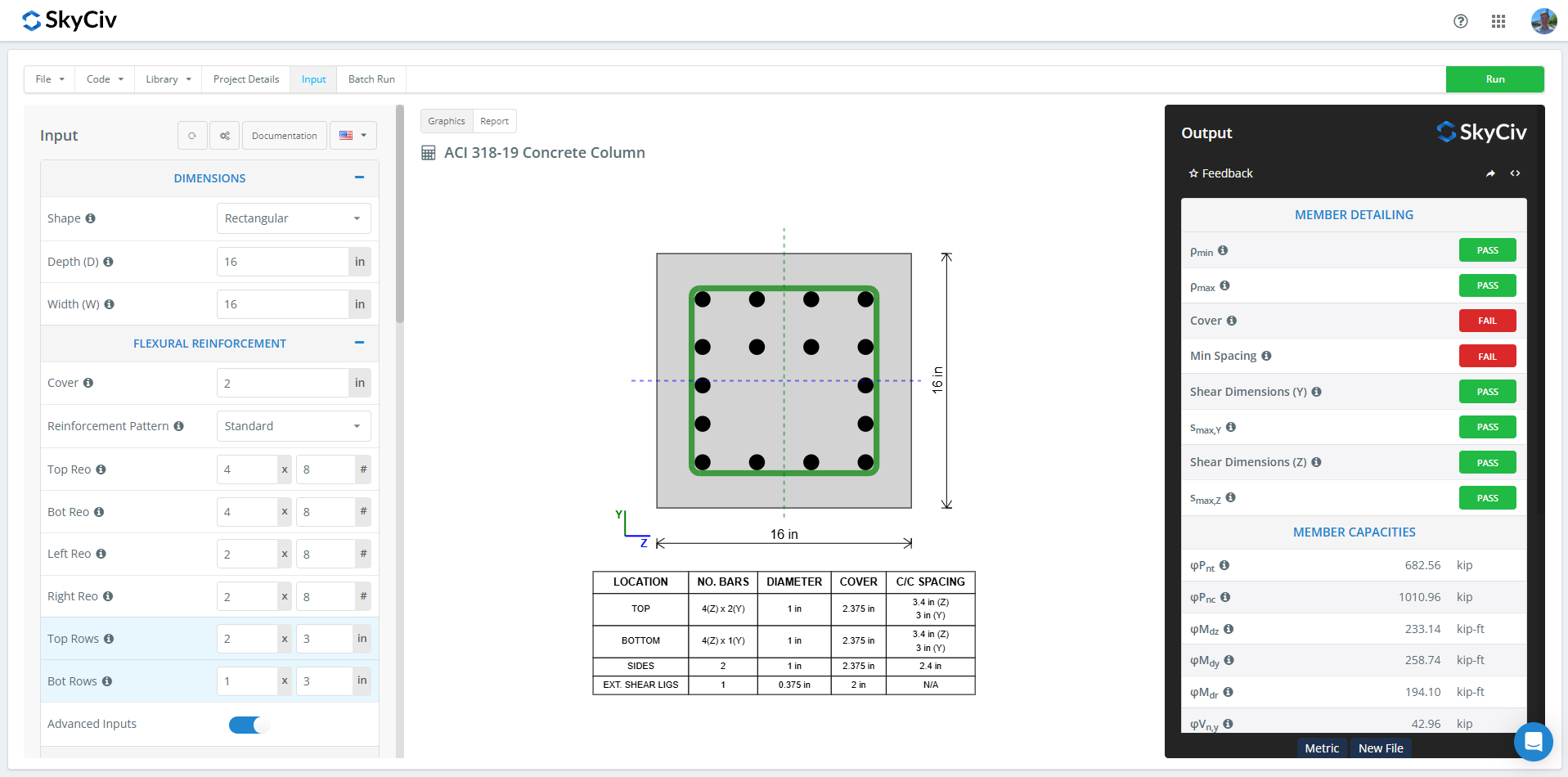 ACI 318-19 Concrete Column Calculator ACI 318-19 Concrete Column Calculator