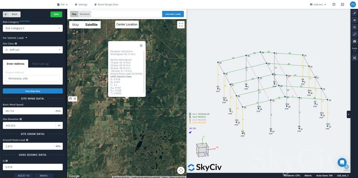 Site Data tab for Load Generator in S3D