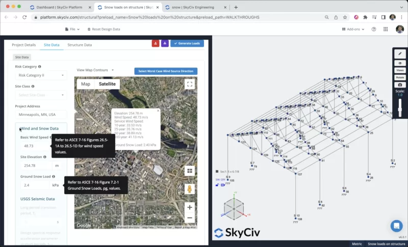 DonnDonnées du siteent et de neige en S3D Wind and snow data in S3D