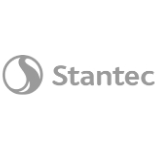 Stantec logo: gray circular emblem next to the gray wordmark reading 'Stantec'.