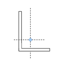Cartesian axes in the first quadrant with a blue point where dashed lines project to the x- and y-axes.