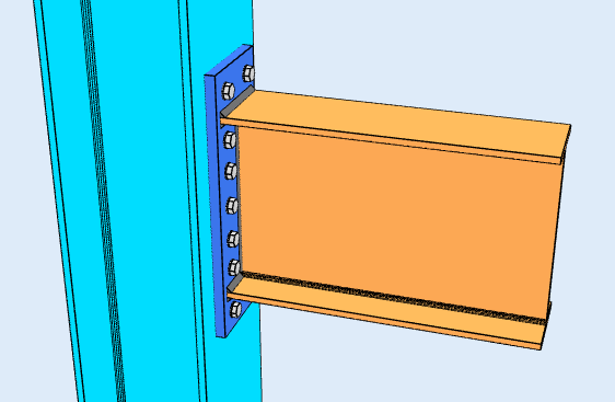 Extended end plate moment connection modelled in SkyCiv Connection Design