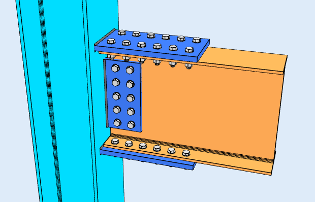 Flange plate moment connection modelled in SkyCiv Connection Design