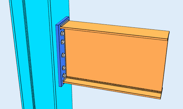 Flush end plate moment connection modelled in SkyCiv Connection Design
