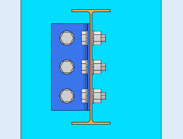 Single angle shear connection modelled in SkyCiv Connection Design