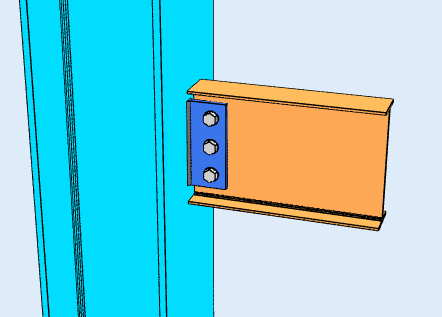 Single plate shear tab connection modelled in SkyCiv Connection Design