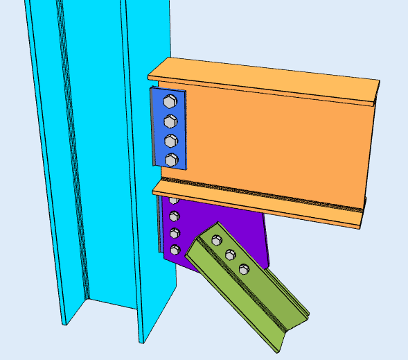 Vertical brace connection modelled in SkyCiv Connection Design